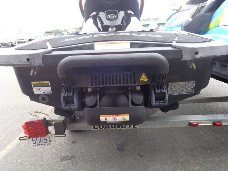 Slide: The Image of Rear view of a 2015 Sea-Doo GTR™ 215 on a trailer. - 17