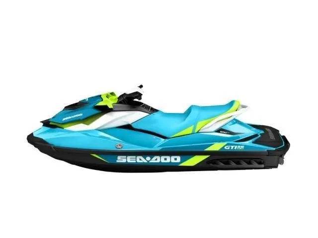 Slide: The Image of 2015 Sea-Doo GTI SE 130 jet ski in blue and yellow. - 26
