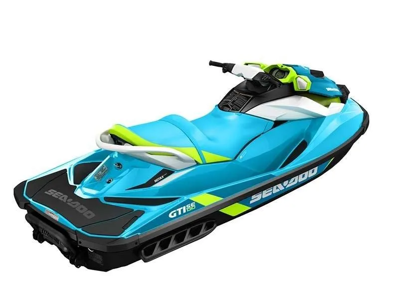 Slide: The Image of 2015 Sea-Doo GTI SE 130 jet ski in blue and green. - 27