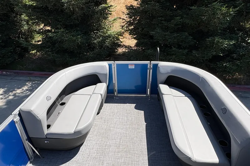 Slide: The Image of 2026 Sun Tracker Party Barge 16 DLX with spacious seating and modern design. - 18
