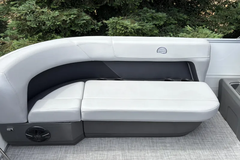 Slide: The Image of Luxurious seating on 2026 Sun Tracker Party Barge 16 DLX pontoon boat. - 18