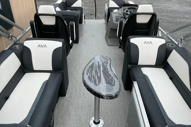 Slide: The Image of 2026 Avalon Venture Quad Lounge interior with sleek seating and modern design. - 9