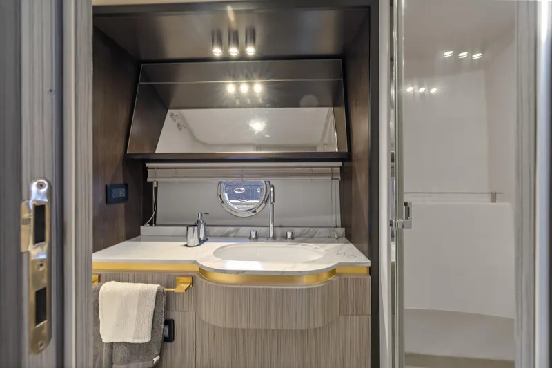 Slide: The Image of Luxurious bathroom interior of 2019 Azimut 55 yacht with modern fixtures and elegant design. - 37