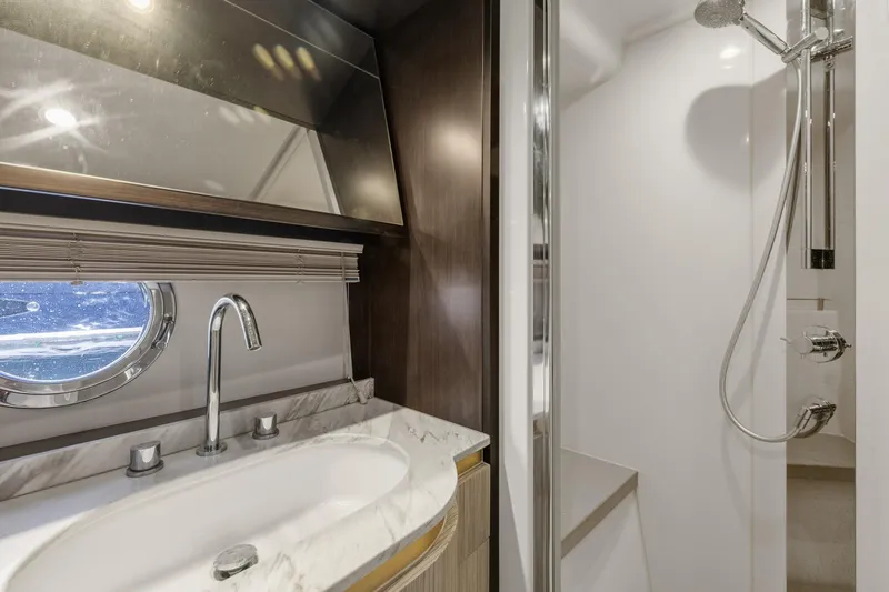 Slide: The Image of Luxurious bathroom in 2019 Azimut 55 yacht with modern fixtures and shower. - 38