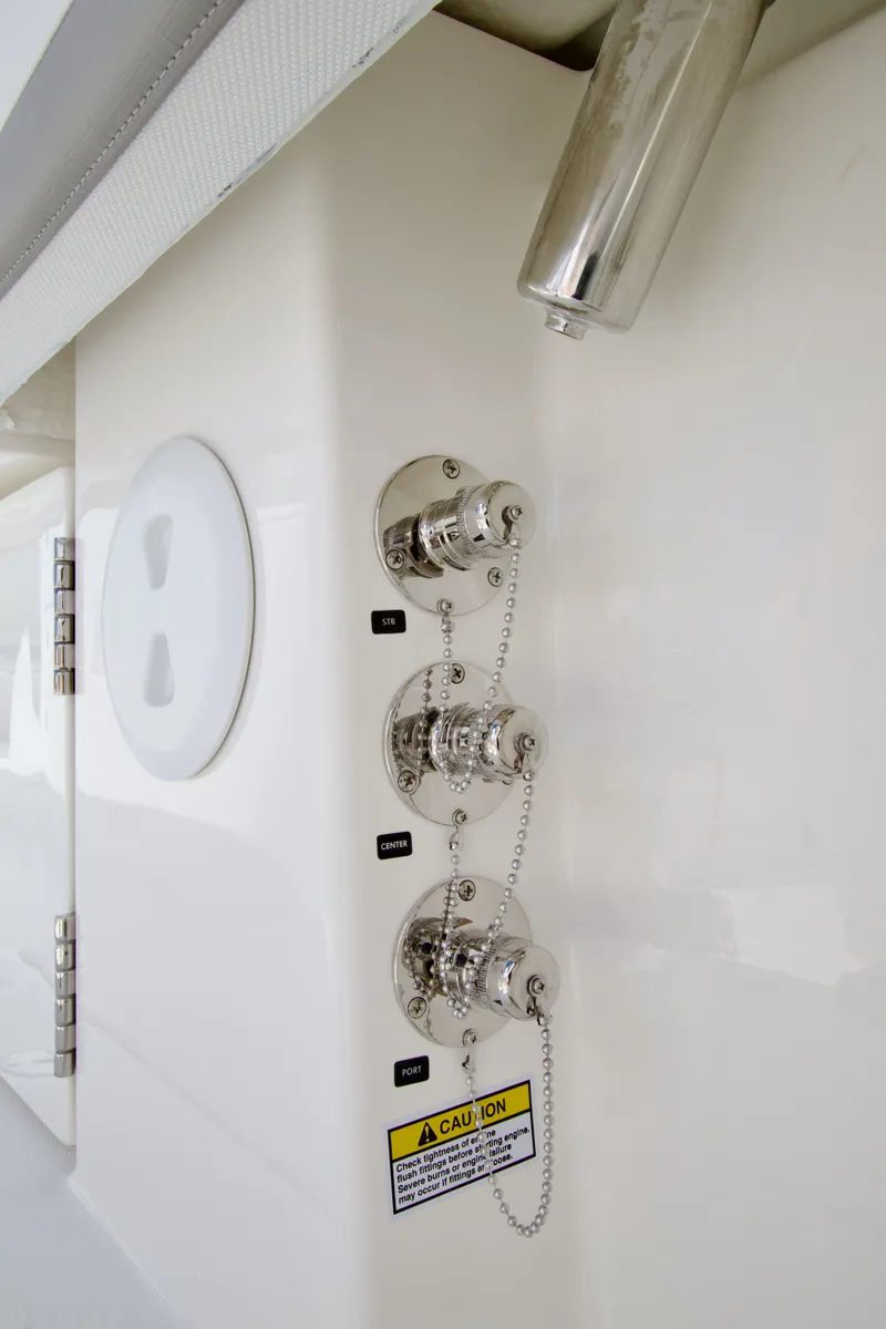 Slide: The Image of Close-up of stainless steel fittings on a boat wall. - 42