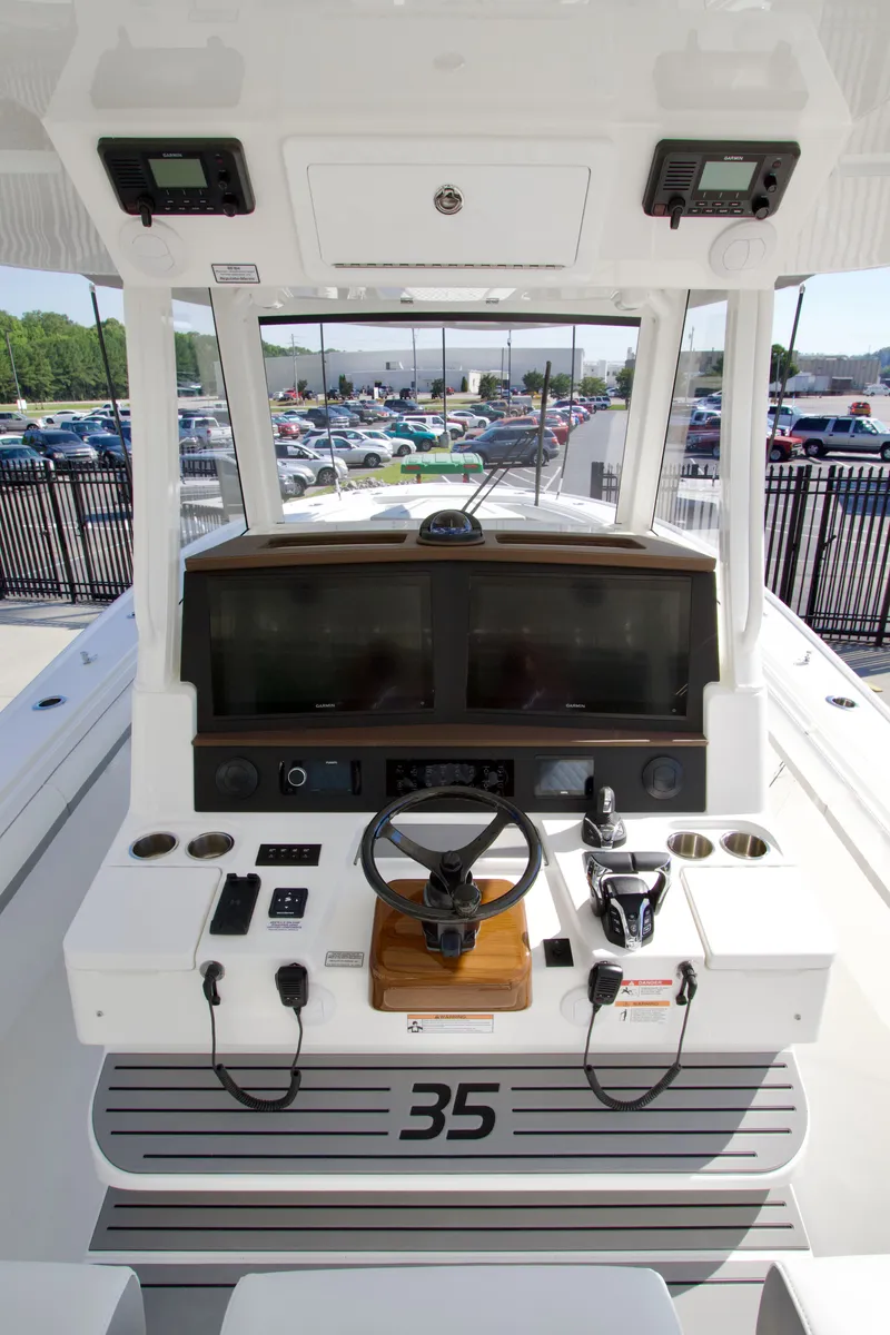 Slide: The Image of 2027 Regulator 35: Helm with modern instruments and steering wheel. - 40
