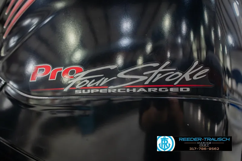 Slide: The Image of Close-up of Pro Four Stroke Supercharged engine on 2017 Bennington 220 LE3. - 51