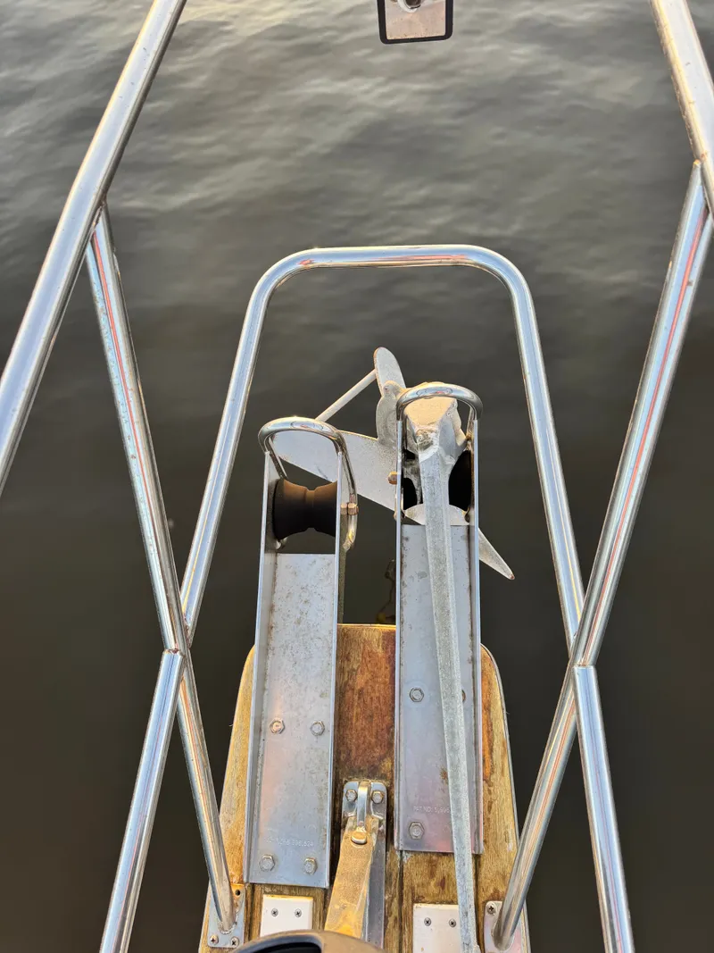 Slide: The Image of Bow anchor of a 2001 Island Packet 380 sailboat. - 12