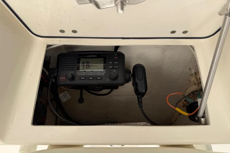 Slide: The Image of Garmin radio installed in 2022 Pathfinder 2200 TRS boat compartment. - 41