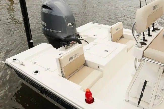 Slide: The Image of Manufacturer Provided Image: 2022 Pathfinder 2200 TRS boat with Yamaha 200 outboard motor, docked on water. - 66