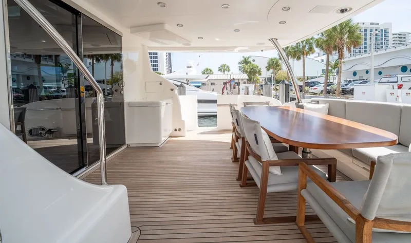 Slide: The Image of Luxurious outdoor seating on a 2013 Horizon E88 yacht. - 3