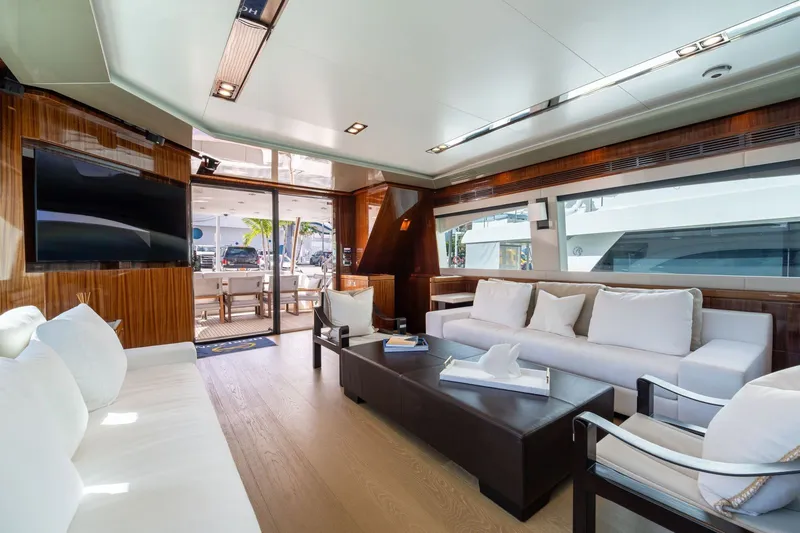 Slide: The Image of Luxurious interior of a 2013 Horizon E88 yacht. - 4