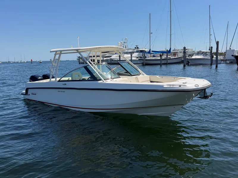 Slide: The Image of 2016 Boston Whaler 270 Vantage boat on water. - 8