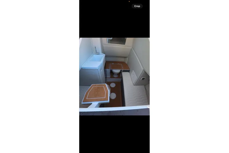 Slide: The Image of Interior of 2026 Novielli Veloche 349 boat with seating and sink. - 19