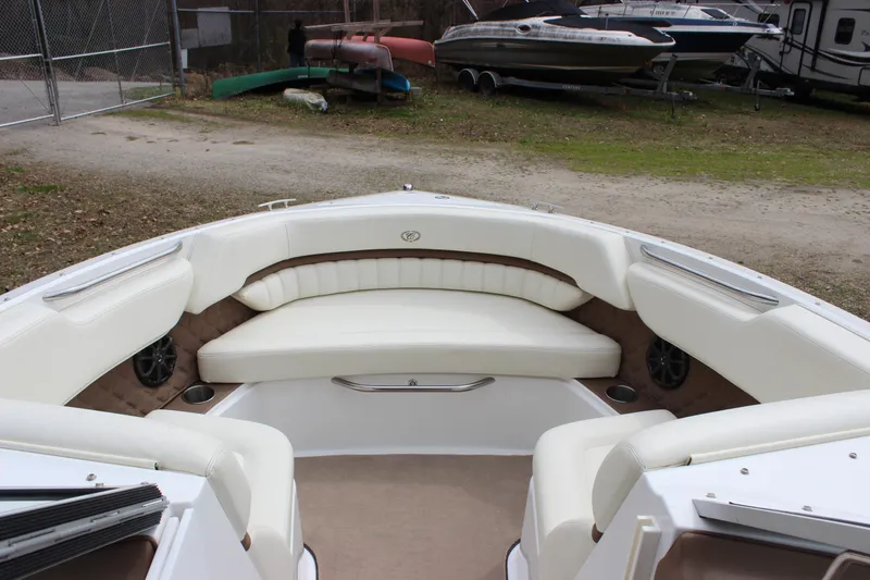 Slide: The Image of Luxurious 2012 Cobalt A25 boat interior with plush seating and modern design. - 3