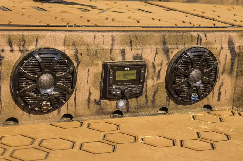 Slide: The Image of Audio system with speakers in 2026 Excel 183 Tomahawk boat interior. - 10