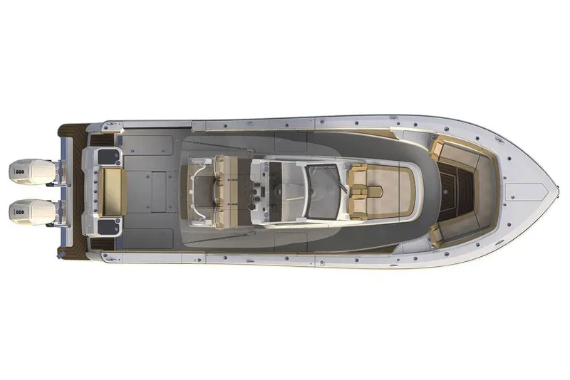 Slide: The Image of Manufacturer Provided Image: Top view of 2025 Scout 400 LXF Li-Ion boat with dual engines. - 14