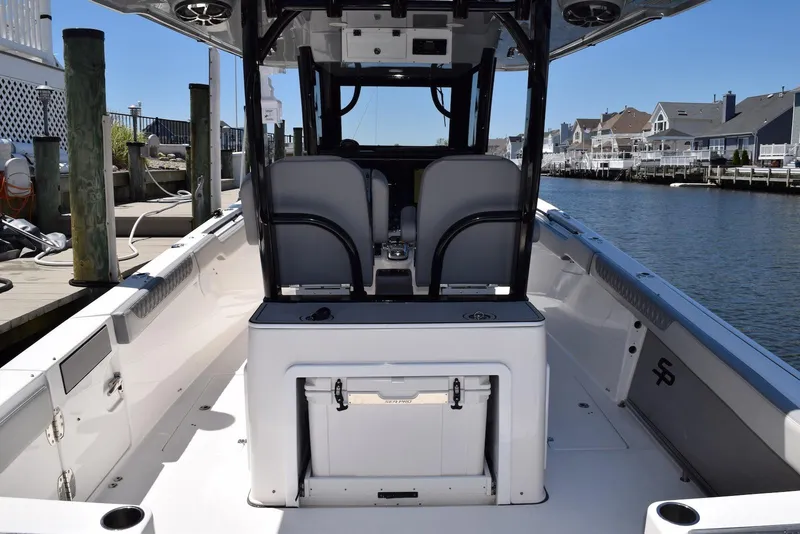 Slide: The Image of Electrical panel and wiring inside a 2021 Sea Pro 320 DLX Center Console boat. - 39