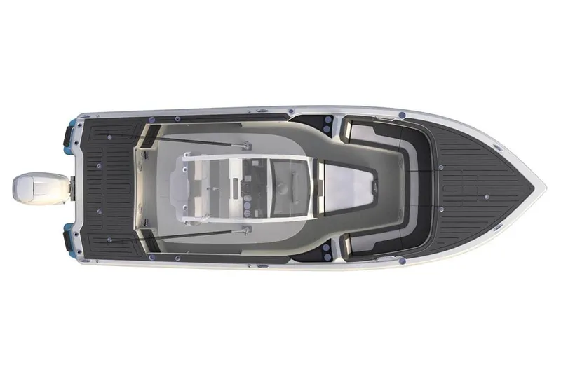 Slide: The Image of Manufacturer Provided Image: Top view of 2025 Scout 281 XSS boat with sleek design and spacious deck. - 13