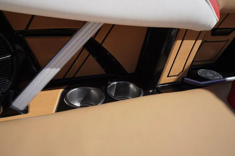 Slide: The Image of Interior of 2022 Tigé 22RZX boat featuring cup holders and stylish seating. - 40