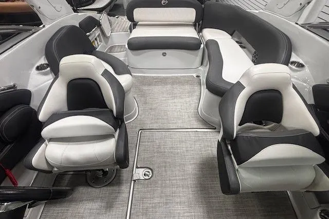 Slide: The Image of Interior of 2019 Crownline Eclipse E255 SURF boat with stylish seating arrangement. - 10