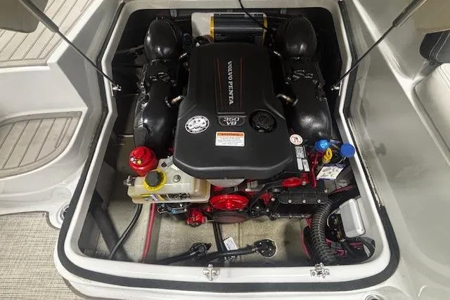 Slide: The Image of 2019 Crownline Eclipse E255 SURF engine compartment with Volvo Penta 350 V8 engine. - 11