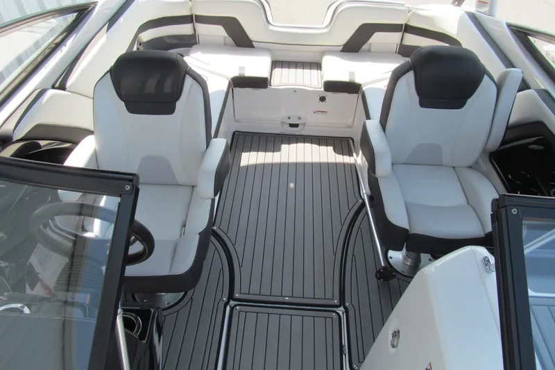 Slide: The Image of Interior of 2018 Yamaha Boats 242 Limited S, featuring sleek seating and modern design. - 14
