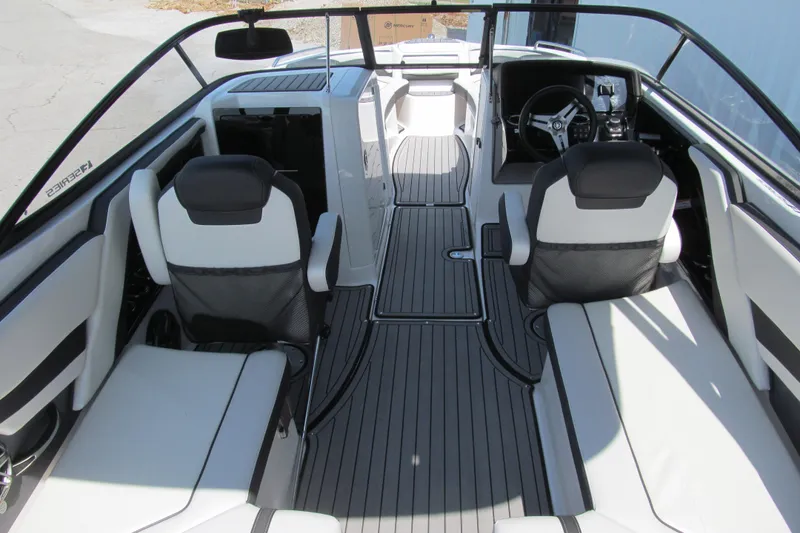Slide: The Image of Interior of 2018 Yamaha Boats 242 Limited S, featuring sleek seating and modern design. - 6