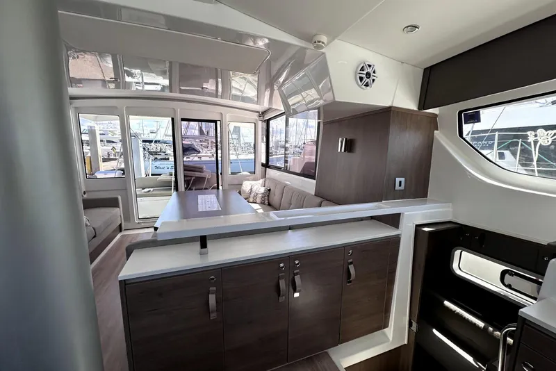 Slide: The Image of Modern interior of 2023 Bali CATSPACE yacht with sleek design and spacious seating area. - 33