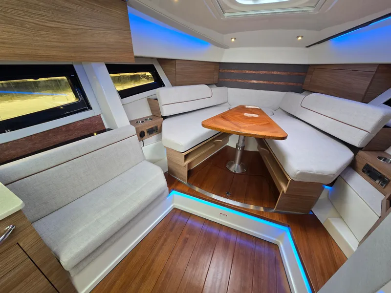 Slide: The Image of Interior of 2026 Boston Whaler 365 Conquest with modern amenities. - 38