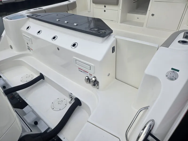 Slide: The Image of Interior of 2026 Boston Whaler 365 Conquest with modern features. - 8