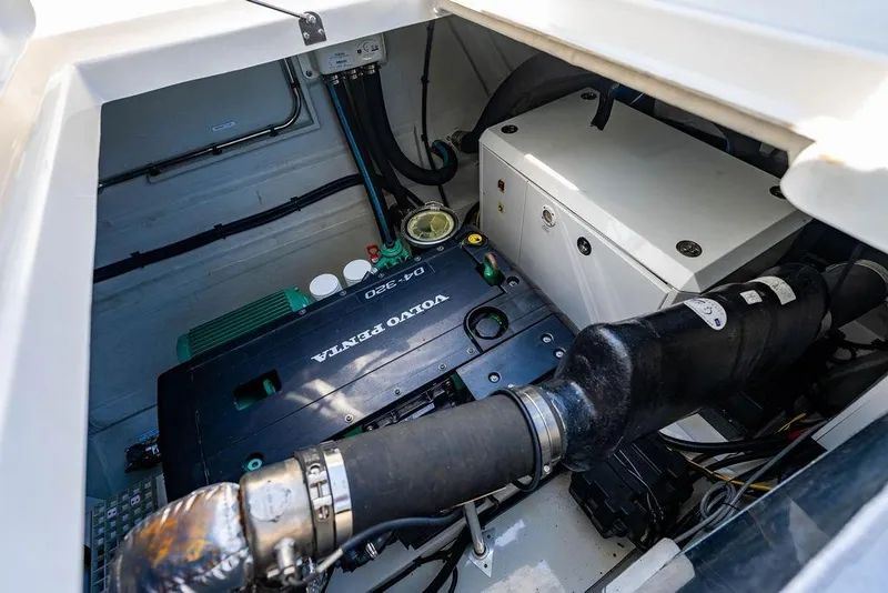 Slide: The Image of Engine compartment of 2024 Aquila 44 Yacht featuring Volvo Penta D4-320 engine. - 110
