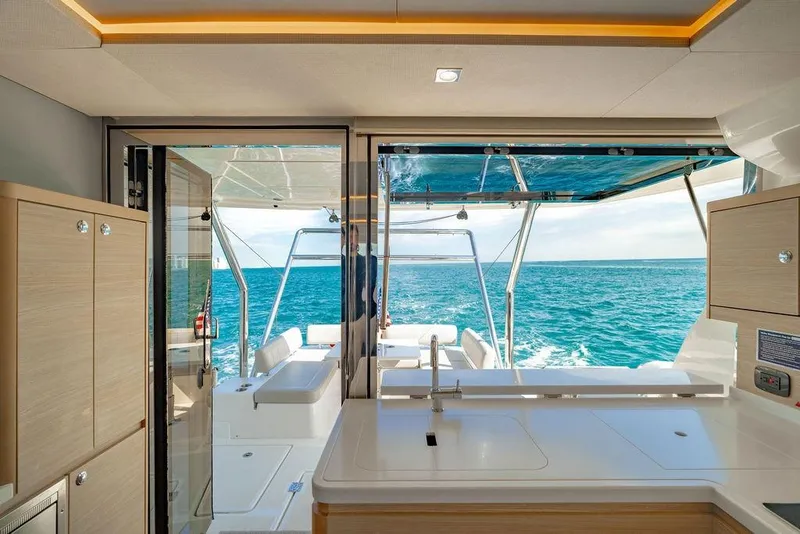 Slide: The Image of Interior view of 2024 Aquila 44 Yacht with ocean backdrop. - 32