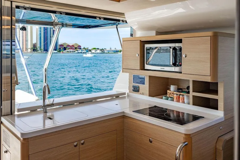 Slide: The Image of Modern kitchen interior of 2024 Aquila 44 Yacht with ocean view. - 58