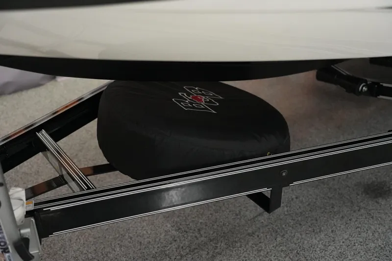 Slide: The Image of 2026 Bass Cat Puma STS trailer with covered spare tire on display. - 43