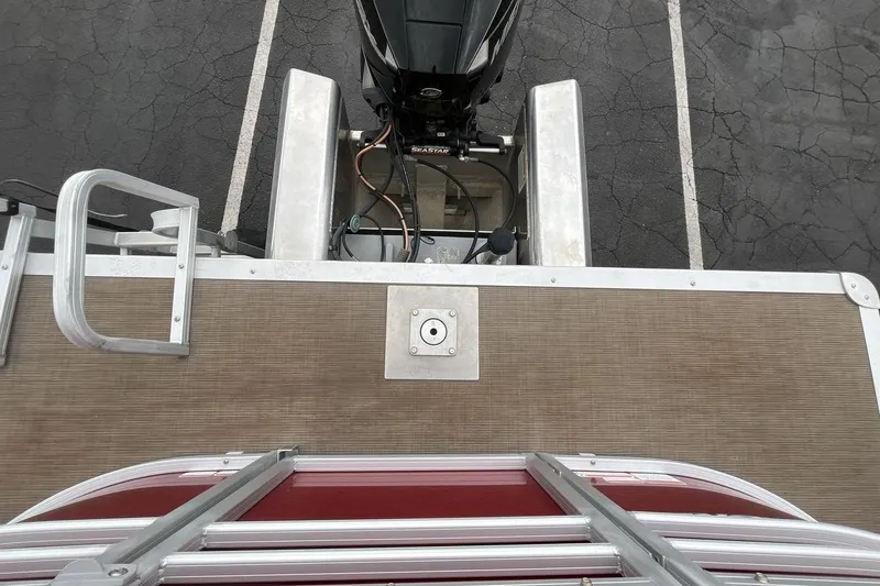 Slide: The Image of 2021 Sun Tracker Party Barge 22 XP3 pontoon boat with motor, viewed from above. - 18
