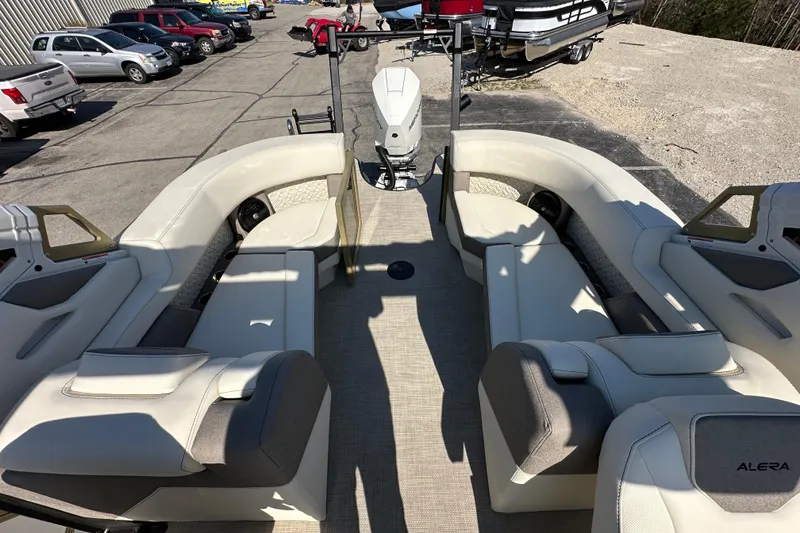 Slide: The Image of Interior of 2026 Alera M23Q boat with luxurious seating and modern design. - 15
