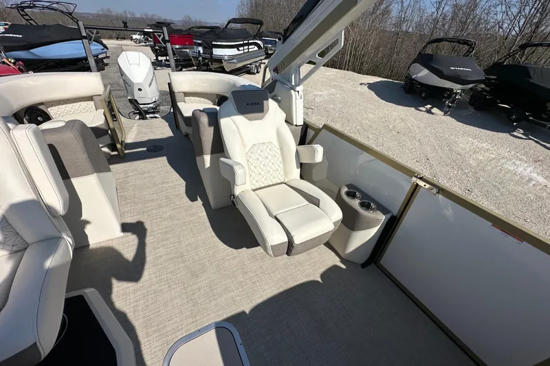 Slide: The Image of Luxurious interior of 2026 Alera M23Q boat with plush seating and modern design. - 17