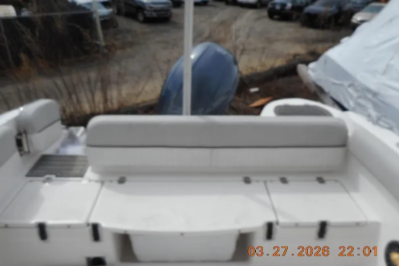 Slide: The Image of 2021 Sea Fox 226 Traveler boat interior with seating and storage compartments. - 9