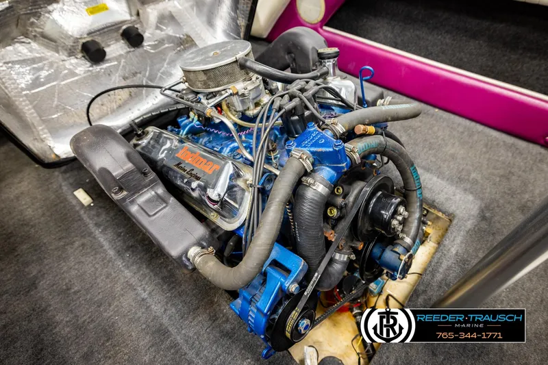 Slide: The Image of 1993 American Skier Eagle boat engine, detailed view with Indmar Marine branding. - 24