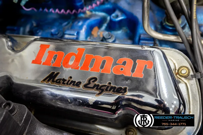 Slide: The Image of Indmar Marine Engine in a 1993 American Skier Eagle boat, close-up view. - 26