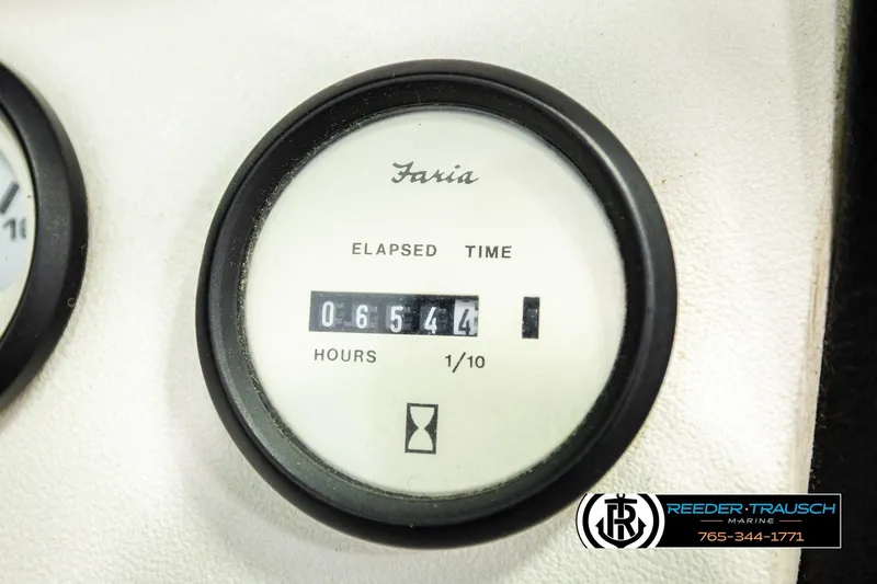 Slide: The Image of Close-up of Faria elapsed time gauge on 1993 American Skier Eagle boat. - 32