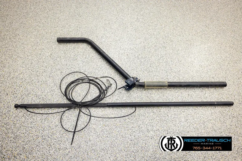 Slide: The Image of Black metal ski pylon for 1993 American Skier Eagle boat on speckled surface. - 45