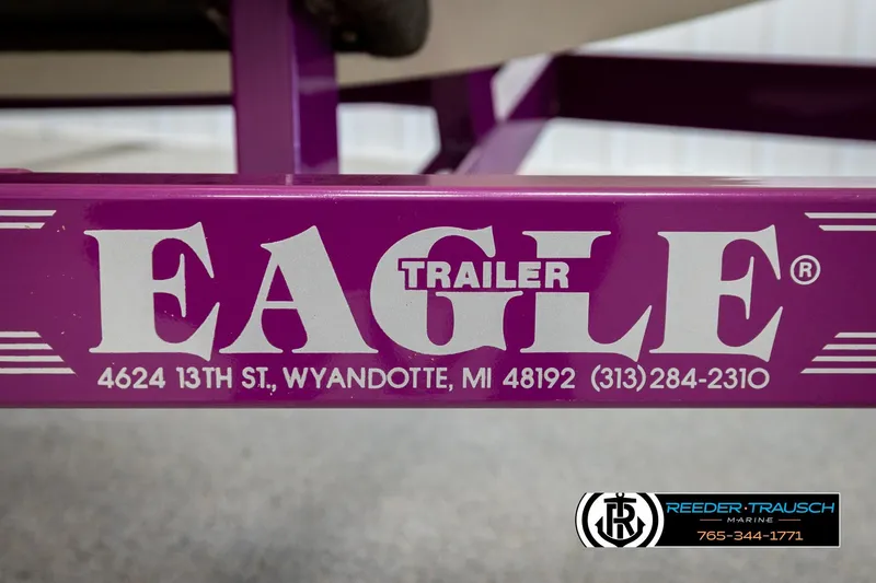 Slide: The Image of Purple Eagle trailer frame with contact details, featuring Reeder-Trausch Marine logo. - 46