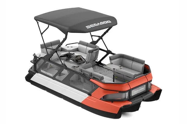 Slide: The Image of Manufacturer Provided Image: 2022 Sea-Doo Switch Cruise 18 pontoon boat with canopy and seating. - 6