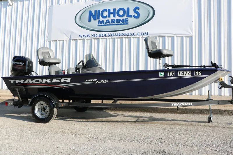 The Image of 2019 Tracker Pro 170 boat on trailer at Nichols Marine dealership. - 1