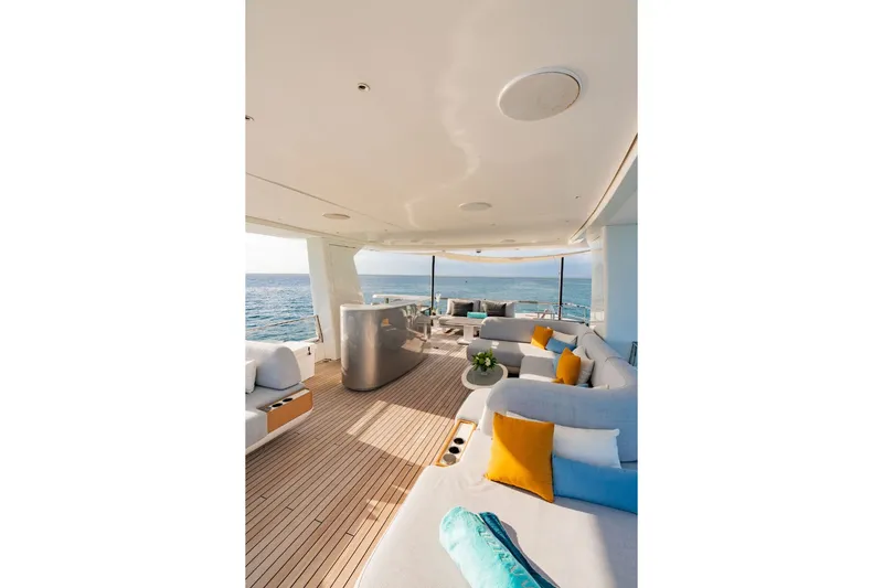 Slide: The Image of Luxurious outdoor area of the 2024 Azimut Grande 36M with elegant seating and ocean views. - 9