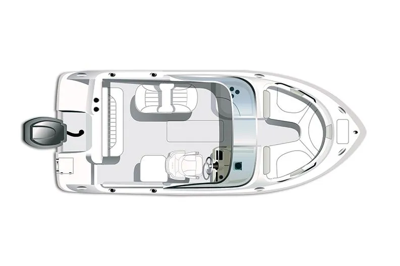 Slide: The Image of Manufacturer Provided Image: Top view of 2021 Robalo R227 Dual Console boat layout. - 11