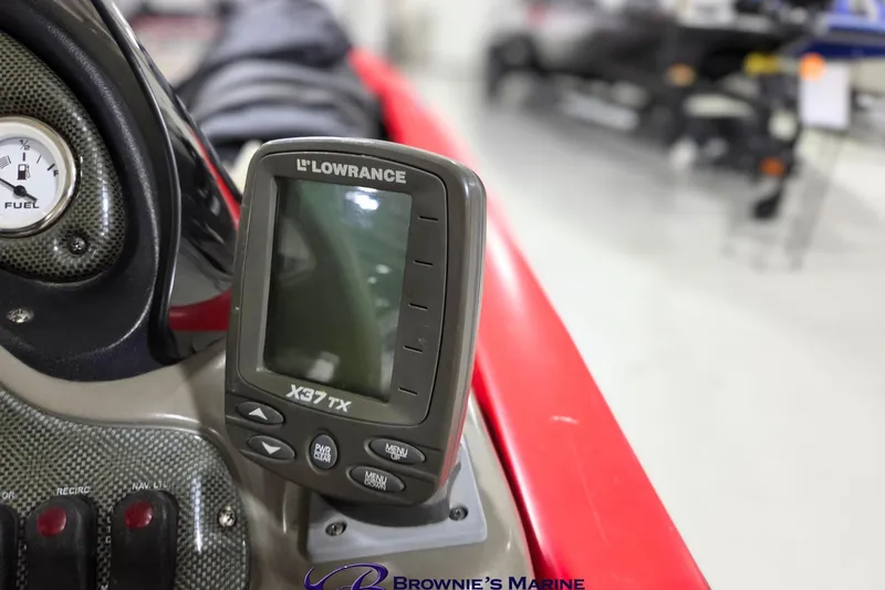 Slide: The Image of Lowrance X37 TX fishfinder on 2005 Tracker Pro Team 175 boat dashboard. - 8