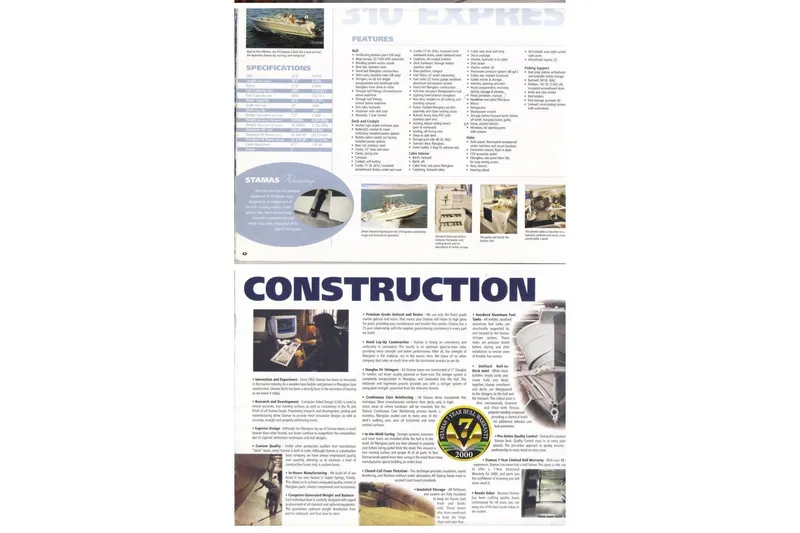 Slide: The Image of 1997 Stamas 310 Express brochure showcasing specifications, features, and construction details. - 114